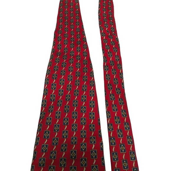ROUNDTREE & YORKE Silk TIE Red Black Gold Made in USA Y2K Dillards 58x4 Vintage - Picture 7 of 9